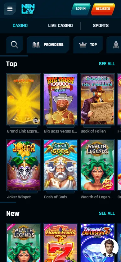 Ninlay Casino games on mobile